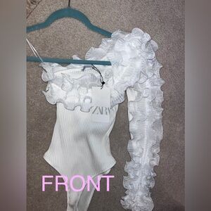 Ruffled Asymmetrical Bodysuit